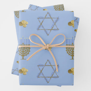 Hanukkah wrapping paper sheets