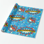 Hanukkah Wrapping Paper "Super Judah Flying"<br><div class="desc">Hanukkah Super Judah Flying. Hope you like our new Hanukkah Happy gift wrap with a repeating pattern of our "Judah our Super Hero." Price varies as you choose from 4 paper types and 5 paper sizes. Thanks for stopping and shopping by. Much appreciated! Chag/Happy Chanukah/Hanukkah! Media: Glossy Wrapping Paper Make...</div>