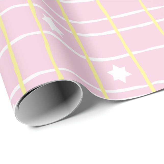 Hanukkah Wrapping Paper "Sweet Pink & Yellow" (Roll Corner)