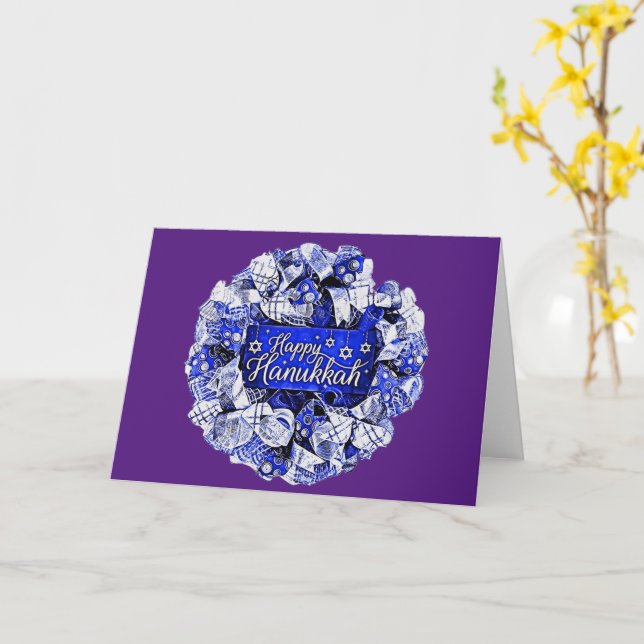 Hanukkah Wreath Card (Yellow Flower)