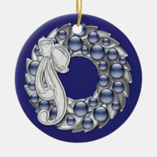 Hanukkah Wreath Ceramic Ornament