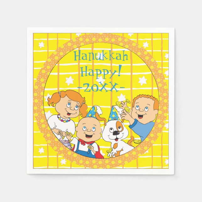 Hanukkah Zeevie and Friends Napkins (Front)