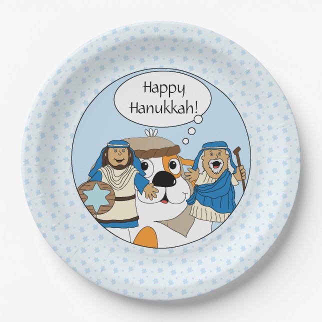Hanukkah Zeevie and the Maccabees Paper Plates (Front)