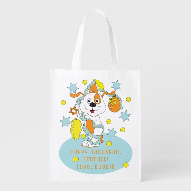 Hanukkah Zeevie Celebrates Grocery Bag (Front)