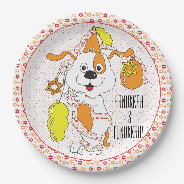 Hanukkah Zeevie Party Paper Plates (Front)
