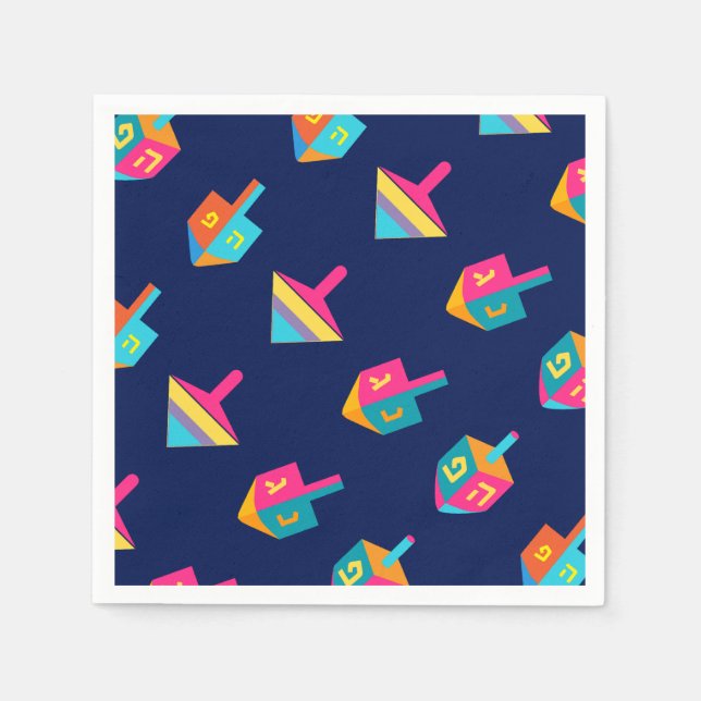 Hanukkiah Happy Hanukkah Jewish dreidel Menorah Napkins (Front)