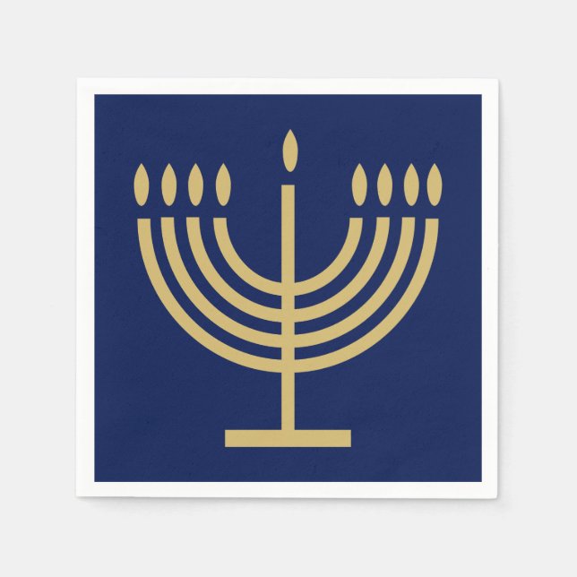 Hanukkiah Happy Hanukkah Jewish dreidel Menorah Napkins (Front)