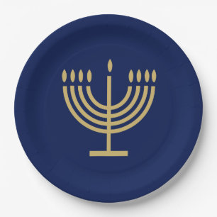 Hanukkiah Happy Hanukkah Jewish dreidel Menorah Paper Plates