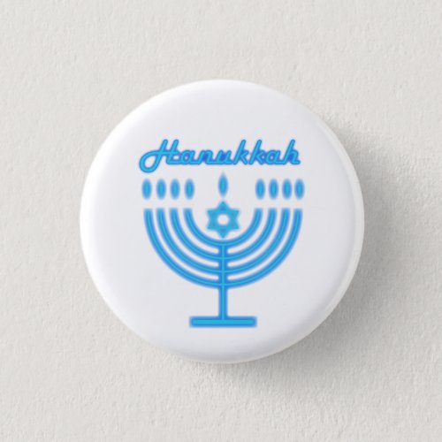 Hanukkiah Happy Hanukkah Jewish Holiday Menorah Button