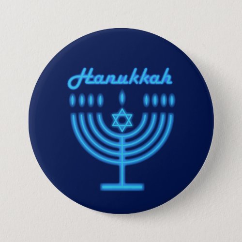 Hanukkiah Happy Hanukkah Jewish Holiday Menorah Button