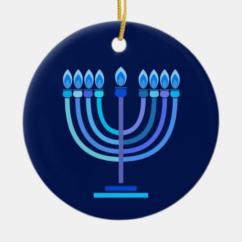 Hanukkiah Happy Hanukkah Jewish Holiday Menorah Ceramic Ornament