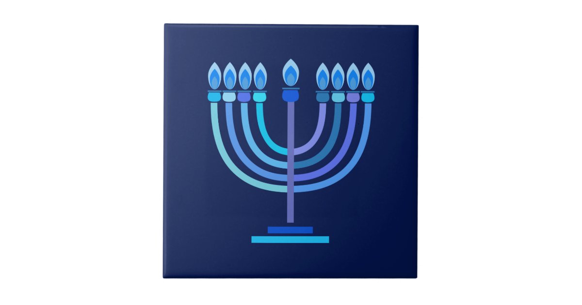 Hanukkiah Happy Hanukkah Jewish Holiday Menorah Ceramic Tile Zazzle Com