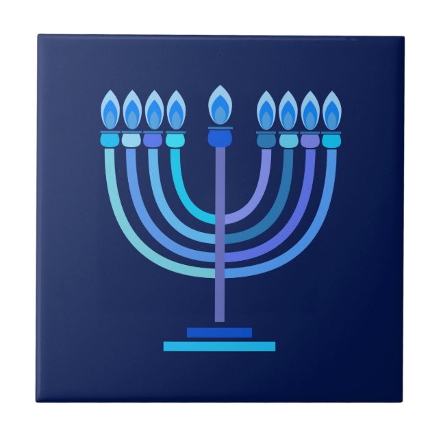 Hanukkiah Happy Hanukkah Jewish Holiday Menorah Ceramic Tile (Front)