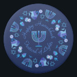 Hanukkiah Happy Hanukkah Jewish Holiday Menorah Eraser<br><div class="desc">Hanukkiah Symbol. Happy Hanukkah Party Jewish Holiday Blue Menorah. Jewish Holiday Chanukkah Decoration with traditional Chanuka decorative symbol - Navy Blue color hanukkiah menorah, candlestick with candles, star of David and neon blue glowing lights illustration. Hanukkah Festival of lights Event Decoration. Jerusalem, Israel. Office & School > Office & School...</div>