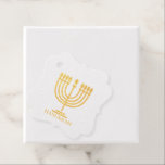 Hanukkiah Happy Hanukkah Jewish Holiday Menorah Foil Favor Tags<br><div class="desc">Hanukkiah Symbol. Happy Hanukkah Party Jewish Holiday Blue Menorah. Jewish Holiday Chanukkah Decoration with traditional Chanuka decorative symbol - Navy Blue color hanukkiah menorah, candlestick with candles, star of David and neon blue glowing lights illustration. Hanukkah Festival of lights Event Decoration. Jerusalem, Israel. Crafts & Party Supplies > Party Supplies...</div>