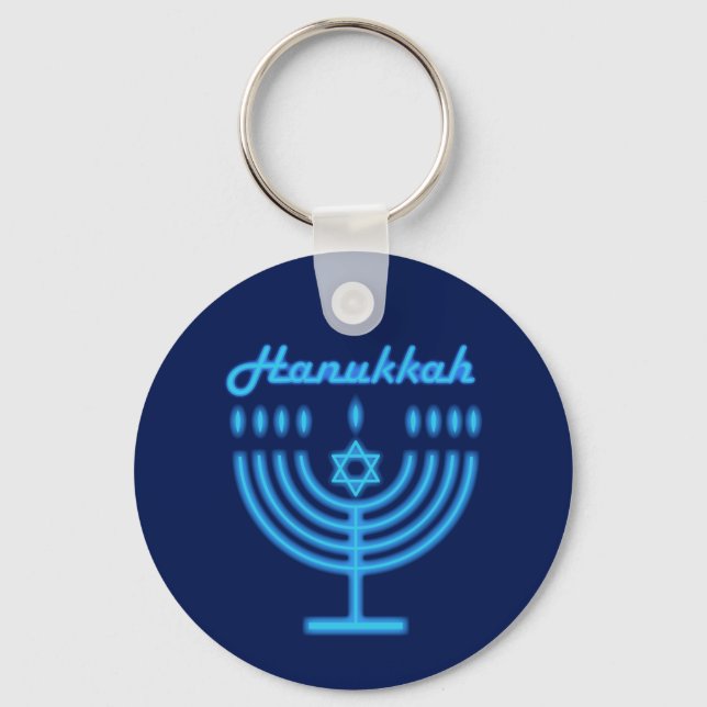 Hanukkiah Happy Hanukkah Jewish Holiday Menorah Keychain (Front)