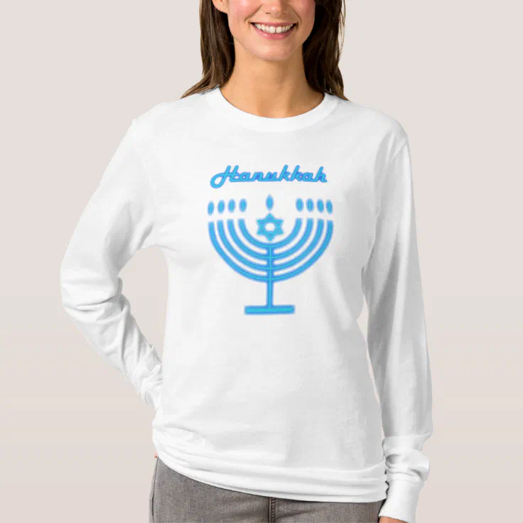 Hanukkiah Happy Hanukkah Jewish Holiday Menorah T-Shirt | Zazzle