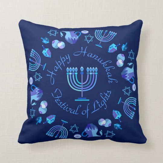 Hanukkiah Happy Hanukkah Jewish Holiday Menorah Throw Pillow | Zazzle.com