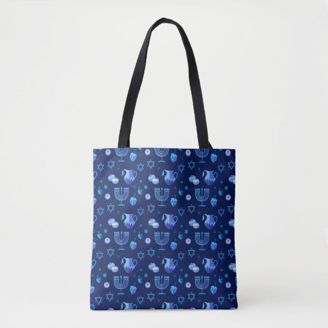 Hanukkiah Happy Hanukkah Jewish Holiday Menorah Tote Bag (Front)