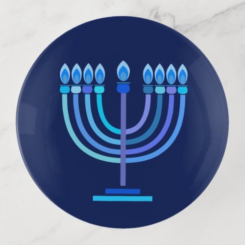 Hanukkiah Happy Hanukkah Jewish Holiday Menorah Trinket Tray