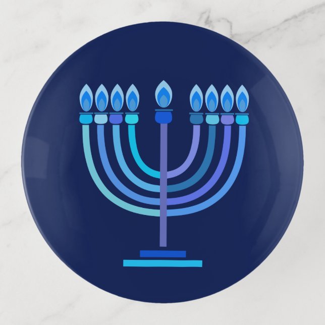 Hanukkiah Happy Hanukkah Jewish Holiday Menorah Trinket Tray (Front)