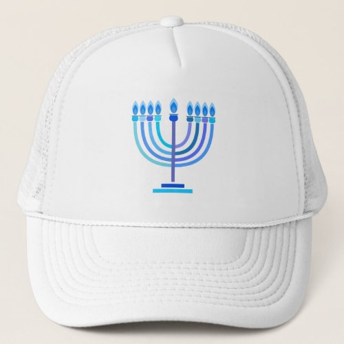 Hanukkiah Happy Hanukkah Jewish Holiday Menorah Trucker Hat