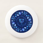 Hanukkiah Happy Hanukkah Jewish Holiday Menorah Wham-O Frisbee<br><div class="desc">Hanukkiah Symbol. Happy Hanukkah Party Jewish Holiday Blue Menorah. Jewish Holiday Chanukkah Decoration with traditional Chanuka decorative symbol - Navy Blue color hanukkiah menorah, candlestick with candles, star of David and neon blue glowing lights illustration. Hanukkah Festival of lights Event Decoration. Jerusalem, Israel. Sports, Toys & Games > Sports &...</div>
