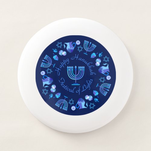 Hanukkiah Happy Hanukkah Jewish Holiday Menorah Wham_O Frisbee