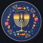 Hanukkiah Happy Hanukkah Jewish Holiday Menorah Wireless Charger<br><div class="desc">Hanukkiah Menorah Symbol with Monogram. Happy Hanukkah Party Jewish Holiday Hanukkiah. Jewish Holiday Chanukkah Decoration with traditional Chanukah decorative symbol - hanukkiah menorah, candlestick with candles, star of David and spinning top, donuts Navy Blue color pattern illustration. Hanukkah Festival of lights Event Decoration. Jerusalem, Israel. Electronics > Chargers Modern Design...</div>