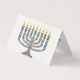 Hanukkiah made with Gemstones Folded Card