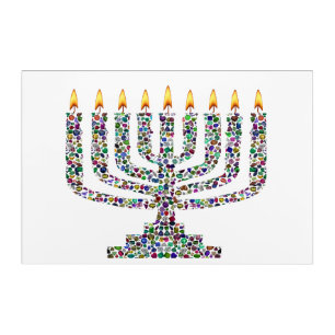 Hanukkiah made with Gemstones in All colors Acrylic Print