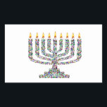 Hanukkiah made with Gemstones Rectangular Sticker<br><div class="desc">Hanukkiah made with Gemstones in all colors and shapes.</div>