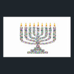 Hanukkiah made with Gemstones Rectangular Sticker<br><div class="desc">Hanukkiah made with Gemstones in all colors and shapes.</div>