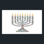 Hanukkiah made with Gemstones Rectangular Sticker<br><div class="desc">Hanukkiah made with Gemstones in all colors and shapes.</div>