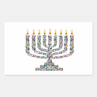 Hanukkiah made with Gemstones Rectangular Sticker