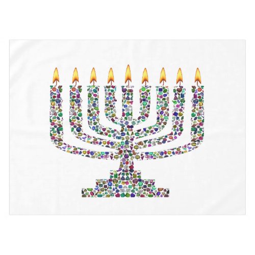 Hanukkiah made with Gemstones Tablecloth