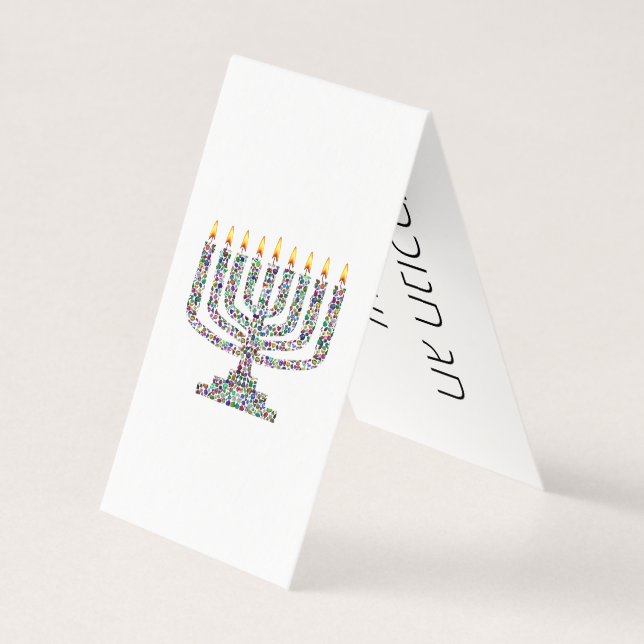 Hanukkiah with Gemstones longish Hanukkah Card (Front)