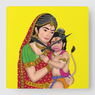 Hanuman & Anjana Mata Wall Clock