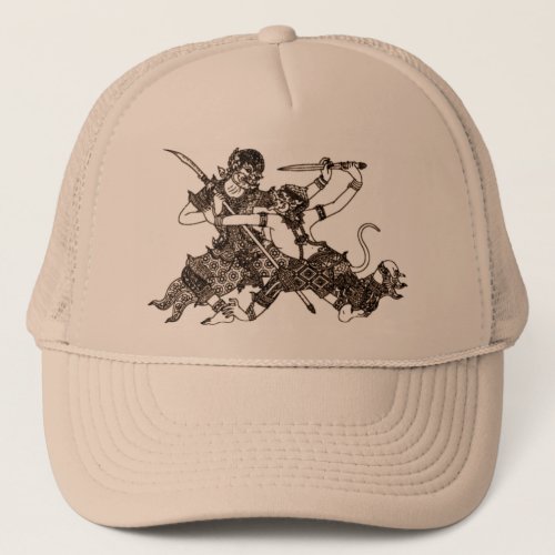 HANUMAN _ FIGHTING BUDDHIST  HINDU GODS TRUCKER HAT