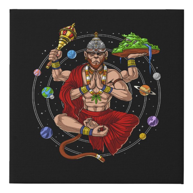 Hanuman Hindu God Faux Canvas Print (Front)