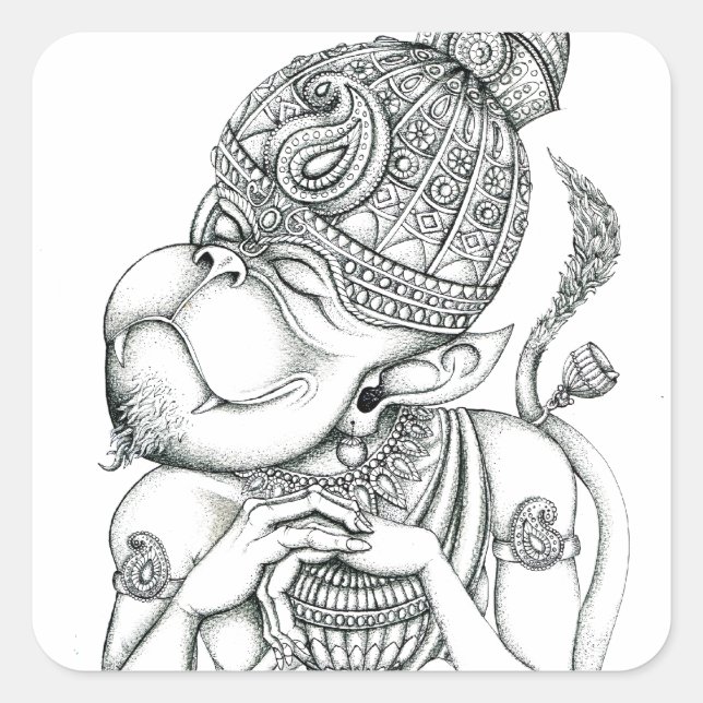 Hanuman, Monkey God Square Sticker (Front)
