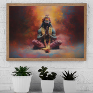 Hanuman Pastel Rainbow Color Splash Painting Art Poster