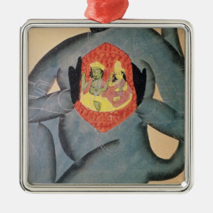 Hanuman revealing Rama and Sita Metal Ornament