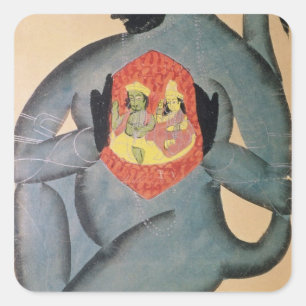 Hanuman revealing Rama and Sita Square Sticker