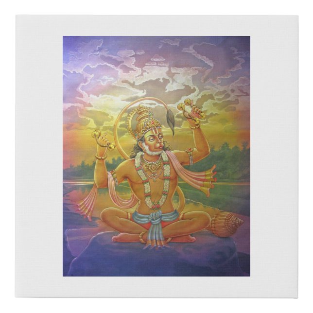 Hanuman, the devotee of Rama, singing his glory Faux Canvas Print (Front)