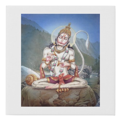 Hanuman the devotee of Rama singing his glory Faux Canvas Print