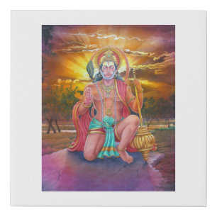 Hanuman, the devotee of Rama, singing his glory Faux Canvas Print