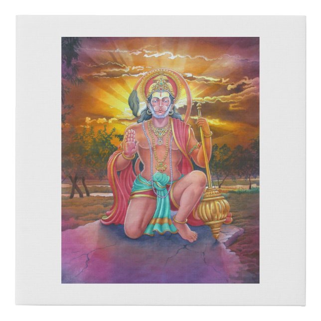 Hanuman, the devotee of Rama, singing his glory  Faux Canvas Print (Front)