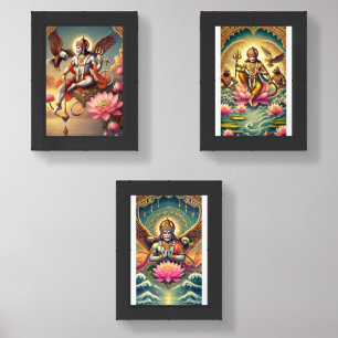 Hanuman: The Radiant Protector in Divine Harmony Wall Art Sets