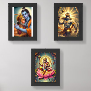 Hanuman: The Radiant Protector in Lotus Divinity Wall Art Sets
